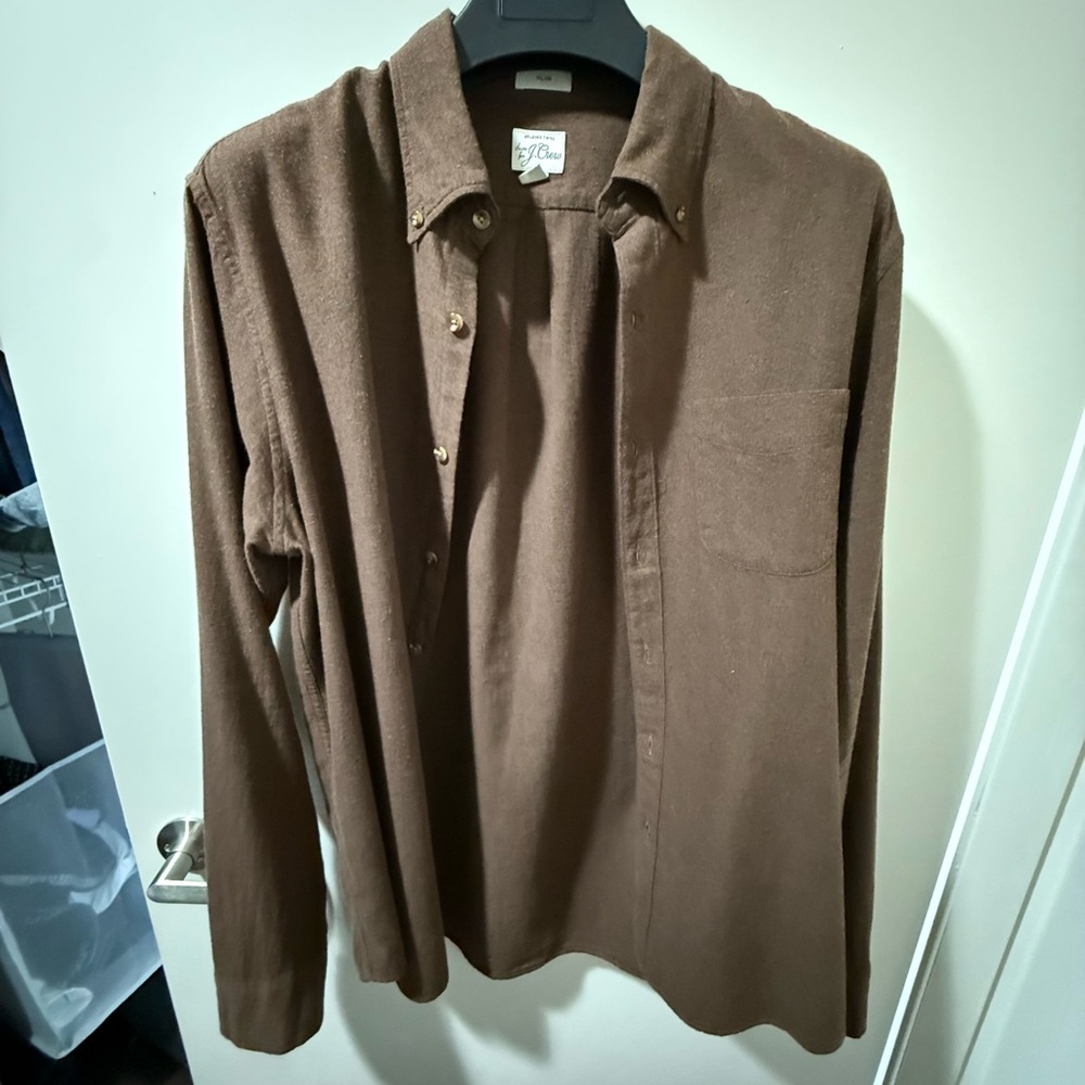 J. Crew Brushed Twill Brown Button-Up Shirt